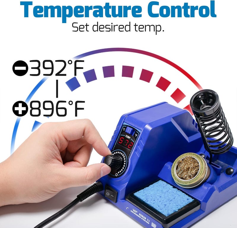 WeP 926LED V3 Soldering Station 130W MAX Soldering Iron Kit with Solder Wire, 5 Soldering Tips, Tweezers, Solder Sucker, Tip Cleaner, Temperature Control, Sleep Mode, C-F Conversion - Image 4